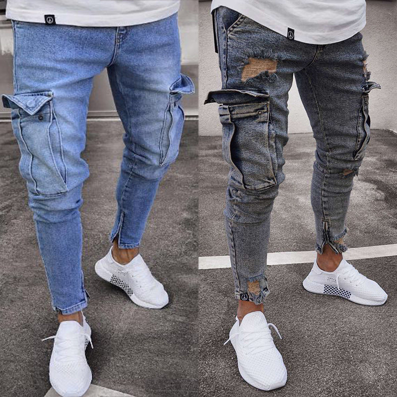 Men's Jeans Trendy Knee Hole Zipper