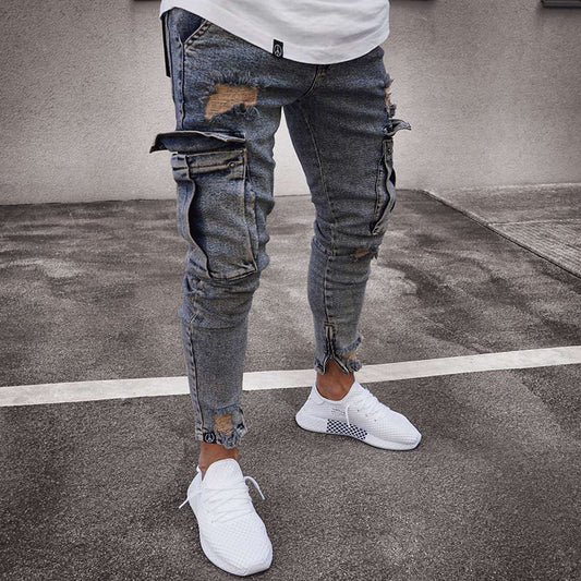 Men's Jeans Trendy Knee Hole Zipper