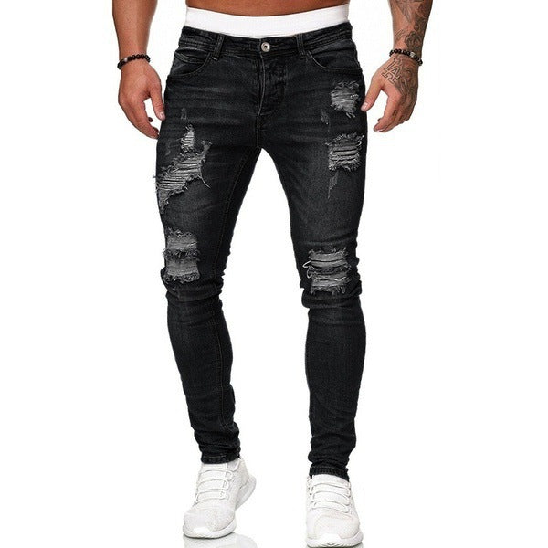 Men's Embroidery Holes Jeans American Style