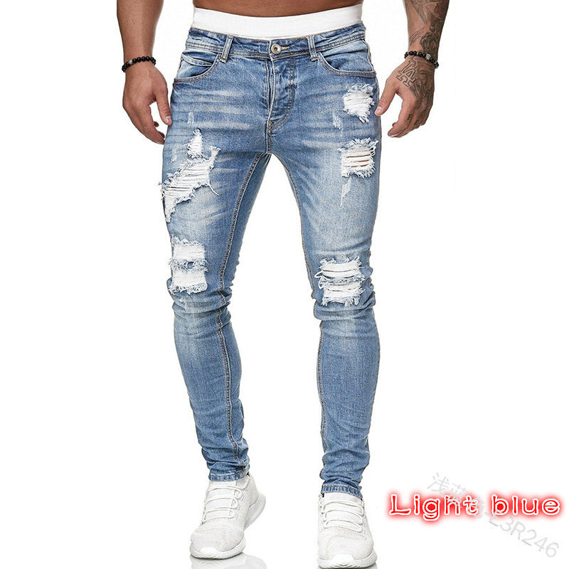 Men's Embroidery Holes Jeans American Style