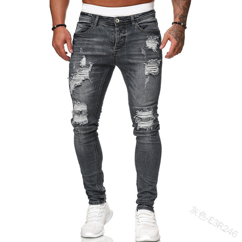 Men's Embroidery Holes Jeans American Style