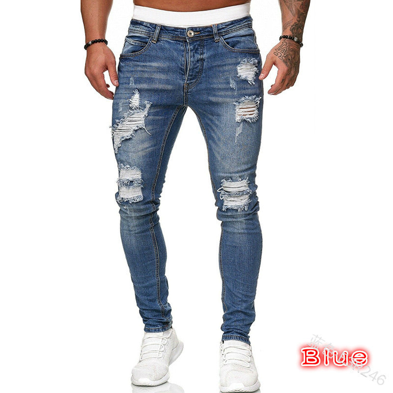 Men's Embroidery Holes Jeans American Style